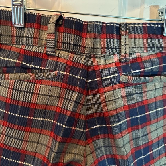 Men's 70's Vintage Sears Put on Shop Flare Bell bottom Leg Red/Blue Plaid Sz 28 - Picture 3 of 6